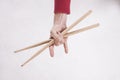 Hands holding drumsticks Royalty Free Stock Photo