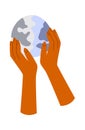 Hands Holding Dry Planet Earth Royalty Free Stock Photo