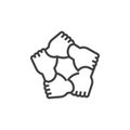 Hands holding each other line icon