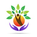Ecology green people tree care logo