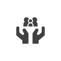 Hands holding family icon vector