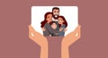 Hands Holding a Family Picture Vector Cartoon Illustration