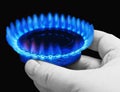 Hands holding a flame gas Royalty Free Stock Photo