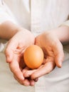 Hands holding a fresh organic egg Royalty Free Stock Photo