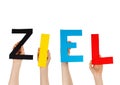 Hands holding the german word ZIEL Royalty Free Stock Photo