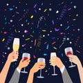 Hands holding a glasses with red wine and champagne Royalty Free Stock Photo