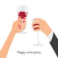 Hands holding a glasses with red wine Royalty Free Stock Photo