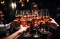 Hands holding the glasses of wine making a toast Royalty Free Stock Photo