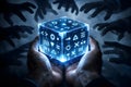 Hands Holding A Glowing Data Cube Representing Digital Faith Intelligence And Collective Trust Royalty Free Stock Photo