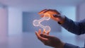 Hands Holding Glowing Digital Share Icon, Connection, Technology, Communication Concept Royalty Free Stock Photo
