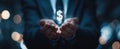 The Hands Holding a Glowing Dollar Symbol Representing Financial Growth.AI generated image Royalty Free Stock Photo