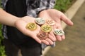 Bitcoin in the hands Royalty Free Stock Photo