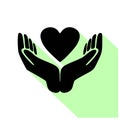 Hands holding heart icon. Simple illustration of hands holding heart icon for web design Royalty Free Stock Photo