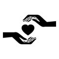 Hands holding heart icon, simple style Royalty Free Stock Photo