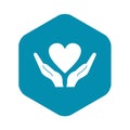 Hands holding heart icon, simple style Royalty Free Stock Photo