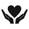 Hands holding heart icon, simple style Royalty Free Stock Photo