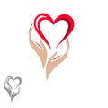 Hands holding the heart. Logo Royalty Free Stock Photo