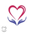 Hands Holding The Heart. Logo