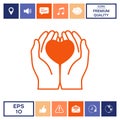 Hands holding heart - protection icon