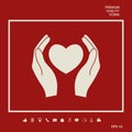 Hands holding heart symbol. Graphic elements for your design