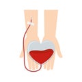 hands holding heart transfusion blood donation