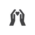 Hands holding a heart vector icon Royalty Free Stock Photo
