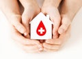 Hands holding house with donor sign Royalty Free Stock Photo