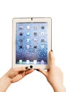 Hands holding ipad 2 Royalty Free Stock Photo