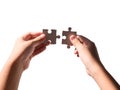 Hands holding jigsaws Royalty Free Stock Photo
