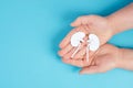 Hands holding a kidney, paper cut out, world kidney day, health problems, organ transplantation, medical issue