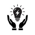 Hands holding light bulb icon, Save energy electricity Royalty Free Stock Photo