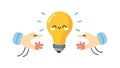 Hands Holding Lightbulb Idea for Innovation, vector design Generative AI Royalty Free Stock Photo