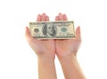 Hands holding money dollars isolated Royalty Free Stock Photo