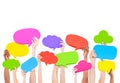 Hands holding multi colored speech bubbles Concept Royalty Free Stock Photo