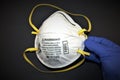 Hands holding N95 Respirator face mask Royalty Free Stock Photo