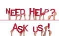 Hands Holding Need Help, Ask Us Royalty Free Stock Photo