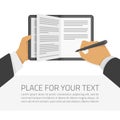 Hands holding notebook and pen. Royalty Free Stock Photo