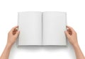 Hands holding open book isolated on white background Royalty Free Stock Photo