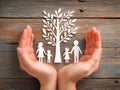 hands holding a paper family tree Royalty Free Stock Photo