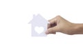 Hands holding paper house, family home  protecting insurance concept Royalty Free Stock Photo