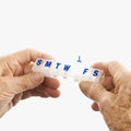 Hands holding pill box Royalty Free Stock Photo