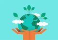 Hands holding planet earth for environment care Royalty Free Stock Photo