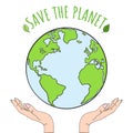 Hands holding planet Earth. Save the world Royalty Free Stock Photo