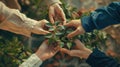 The Hands Holding Plant.AI generated image Royalty Free Stock Photo