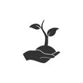 Hands holding plant, Hand with leaf simple vector icon. Symbol, logo illustration Royalty Free Stock Photo