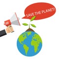 Hands holding a plant. Save the planet concept, earth protection