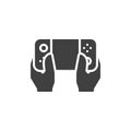 Hands Holding Portable Game Pad vector icon