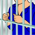 Hands holding prison bars Royalty Free Stock Photo