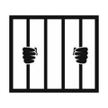 Hands holding prison bars icon Royalty Free Stock Photo