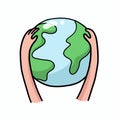 Hands holding protect the world, Zero waste, Happy earth day eco friendly. Vector illustration isolated on white Royalty Free Stock Photo